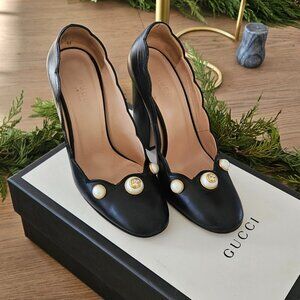 Gucci black pearl heels